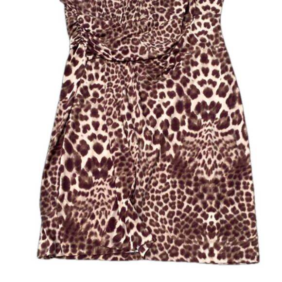 Anne Klein leopard dress1X Plus Size 1/4 sleeve V neck knee length Cocktail Ruch - Picture 2 of 12